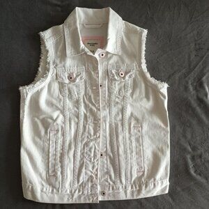 Abercrombie Kids Denim Ripped Jean Vest White Size 13/14